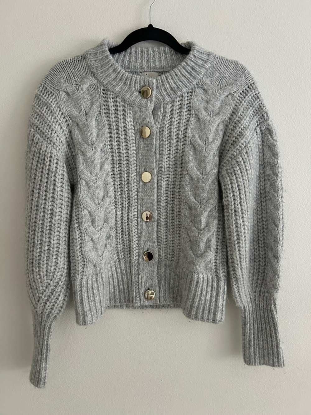 A New Day Gray Knit Cardigan with Gold Buttons XS